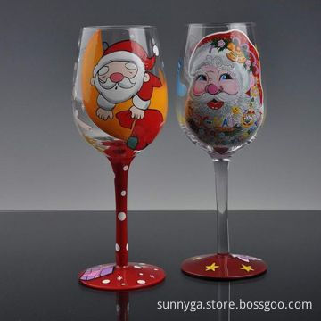 Smart Hand Painting Wine Glasses with 420mL Capacity, 65mm Top Diameter